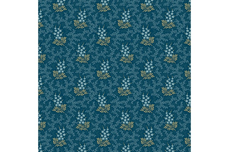 Cocoa Blue by Laundry Basket Quilts - Mountain Laurel - Indigo 112cm Wide 100% Cotton 