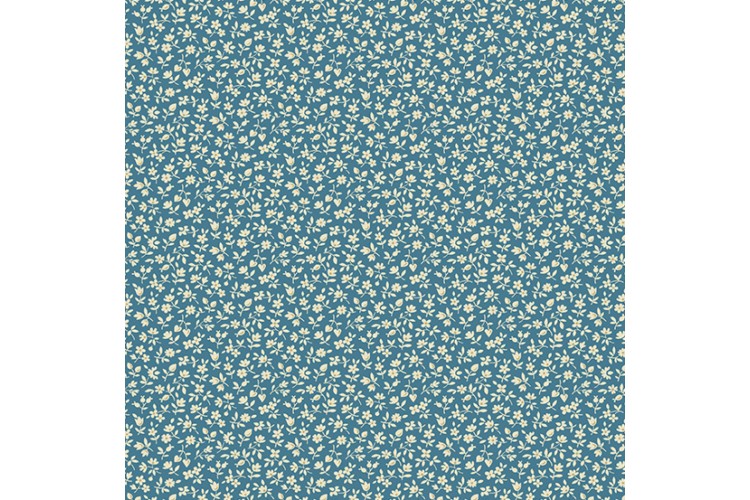 Cocoa Blue by Laundry Basket Quilts - Snowberry - Bluebell112cm Wide 100% Cotton 