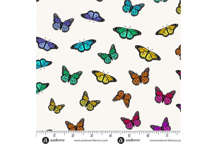 Color Wheel by Alison Glass - Butterfly Rainbow Day 112cm Wide 100% Cotton
