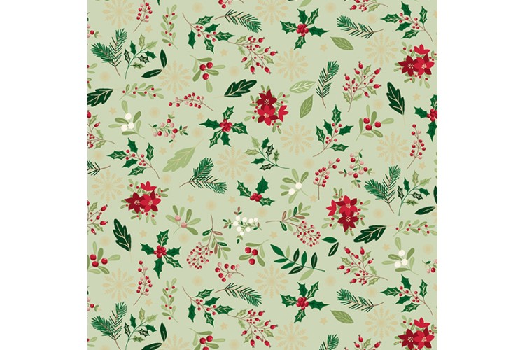 Cosy Christmas by Makower UK - Foliage 112cm Wide 100% Cotton 