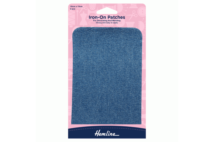 Cotton Twill Patches, Light Wash Denim - 10 x 15cm