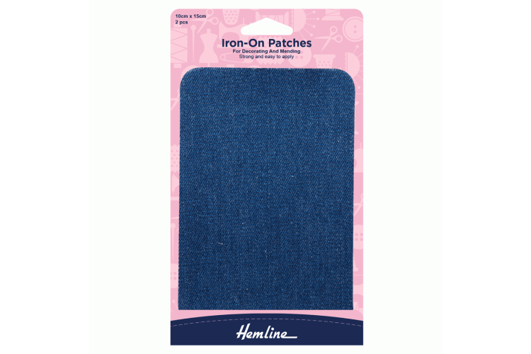 Cotton Twill Patches, Medium Wash Denim - 10 x 15cm