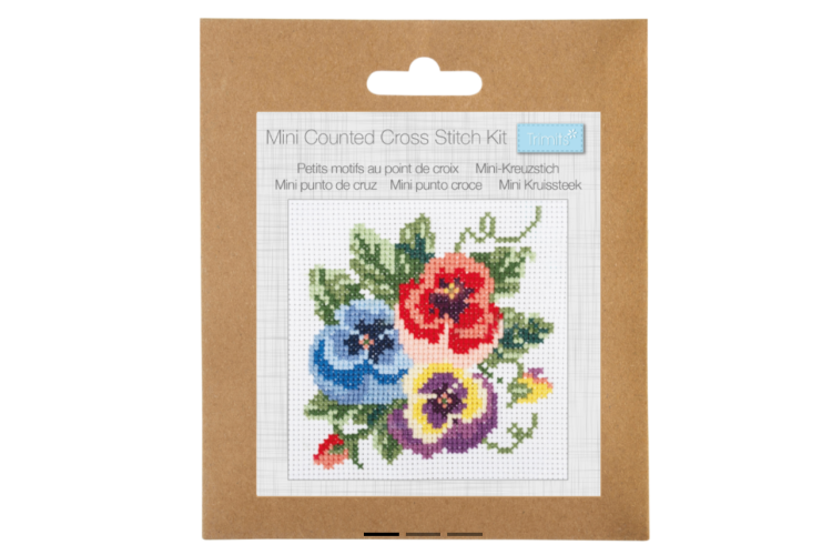 Counted Cross Stitch Kit Pansies