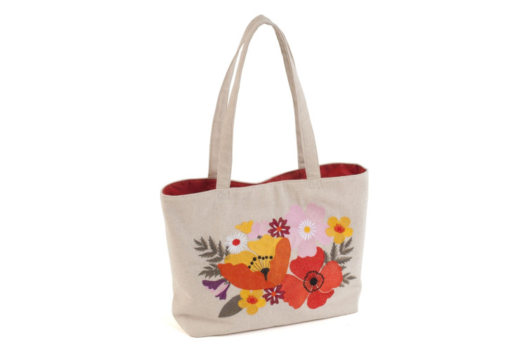 Craft Bag (M) Shoulder Tote Embroidered Wildflowers