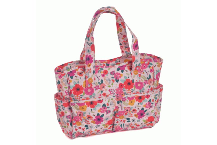 Craft Bag Matt PVC Floral Garden Pink