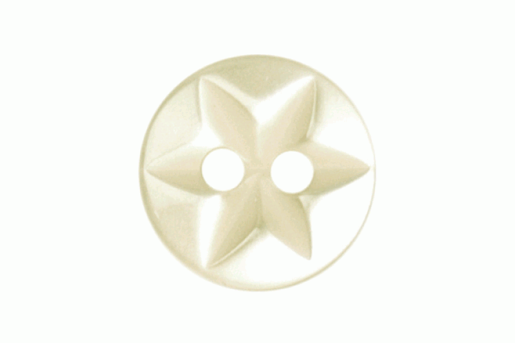 Cream Resin Star Imprint, 10mm 2 Hole Button