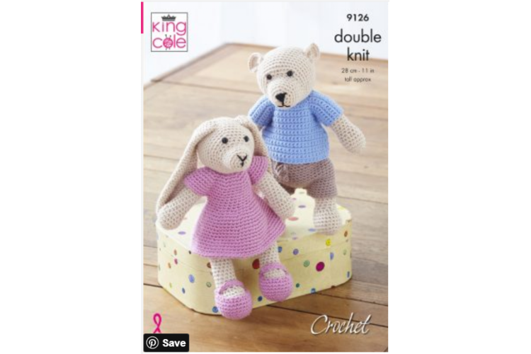 Crochet Bear & Rabbit; Knitted in Cottonsoft DK - 9126