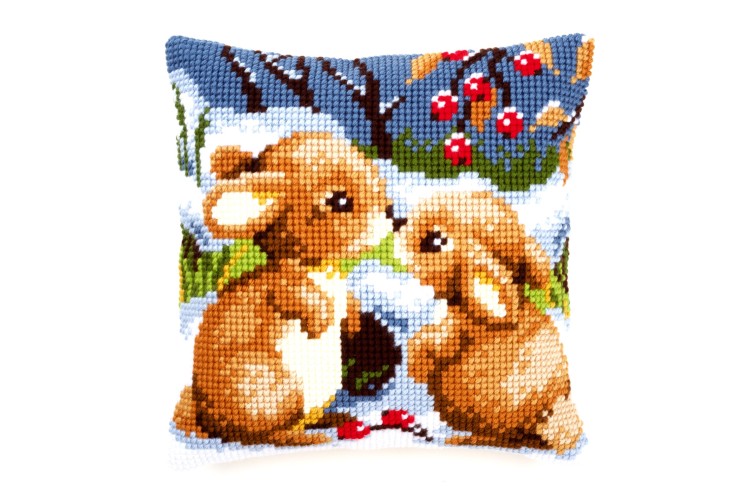 Cross Stitch Kit: Cushion: Snow Rabbits