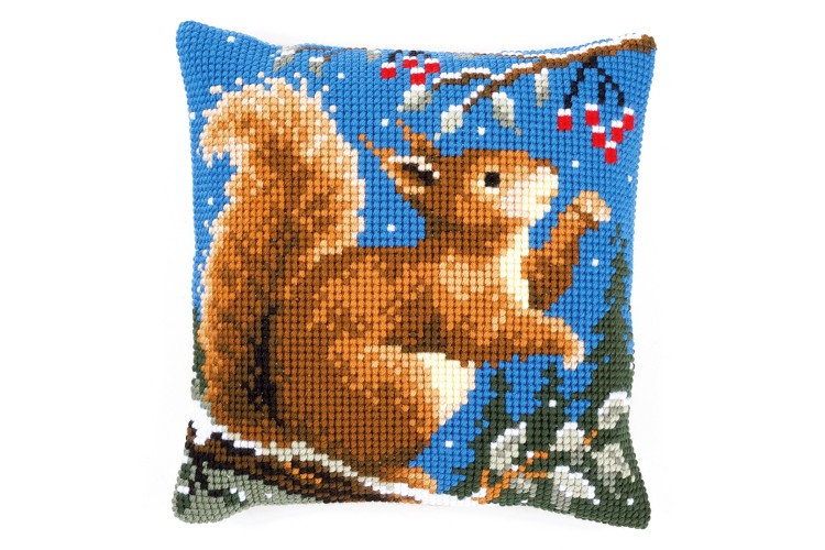 Cross Stitch Kit: Cushion: Squirrel in Winter