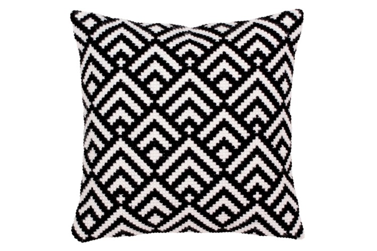 Cross Stitch Kit Cushion, Black-and-White