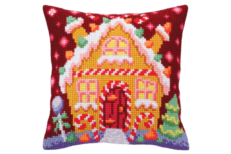 Cross Stitch Kit Cushion, Gingerbread Lodge