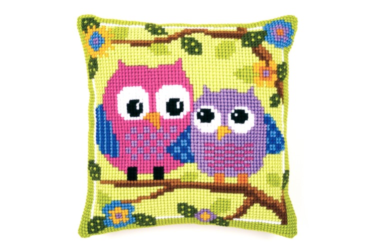 Cross Stitch Kit Cushion, Owls