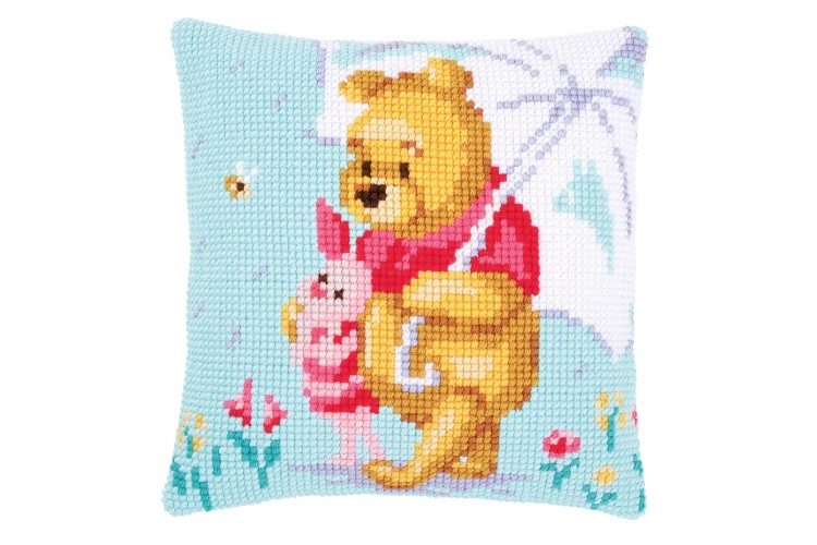 Cross Stitch Kit Cushion, Winnie the Pooh in the Rain