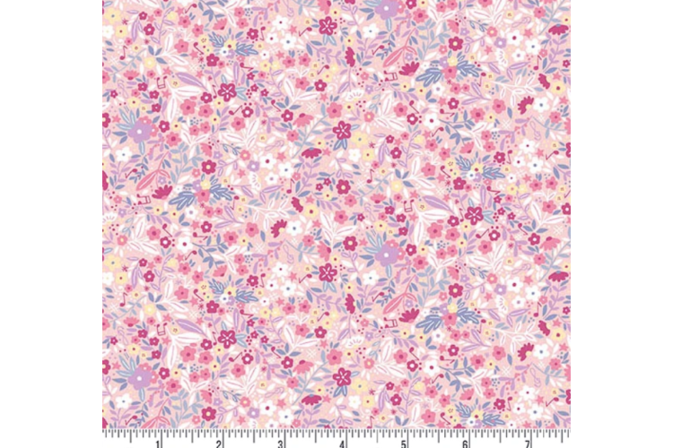 Dance Class by Makower Floral Pink 100% Cotton 112cm wide