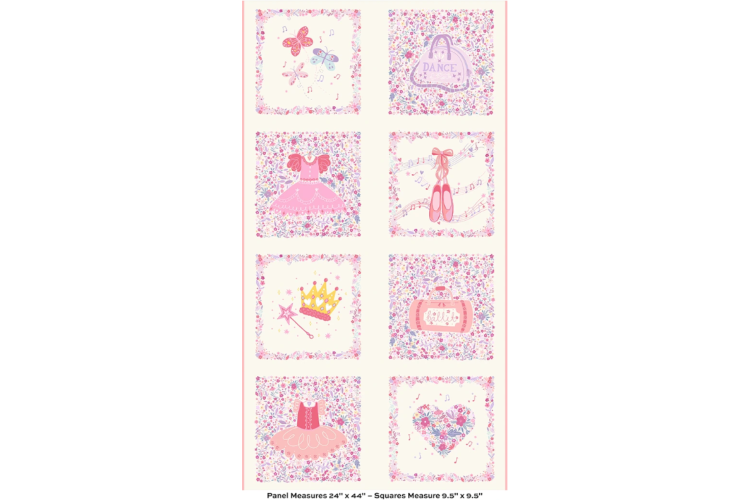 Dance Class by Makower Panel 100% Cotton 60cm x 112cm wide