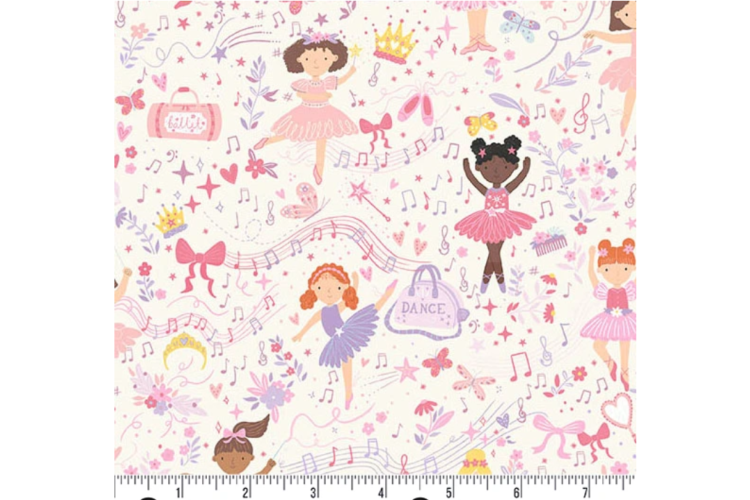 Dance Class by Makower Recital Cream 100% Cotton 112cm wide