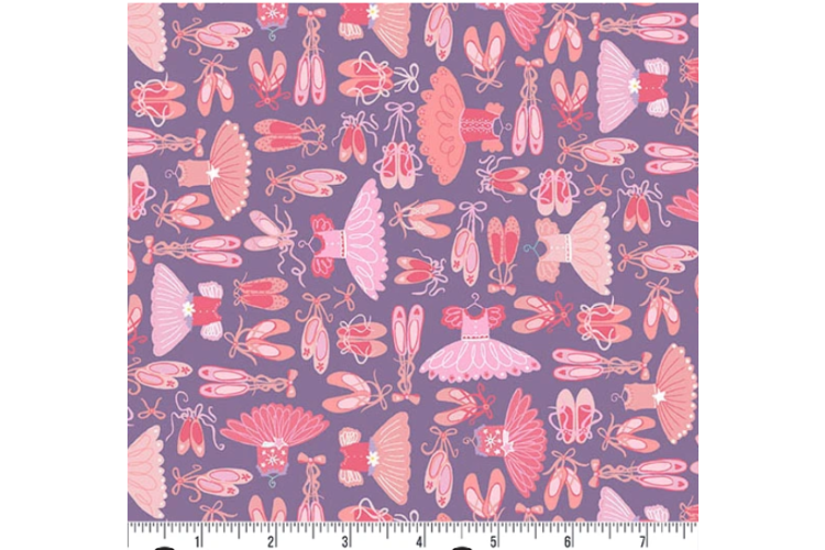 Dance Class by Makower Tutus Purple 100% Cotton 112cm wide