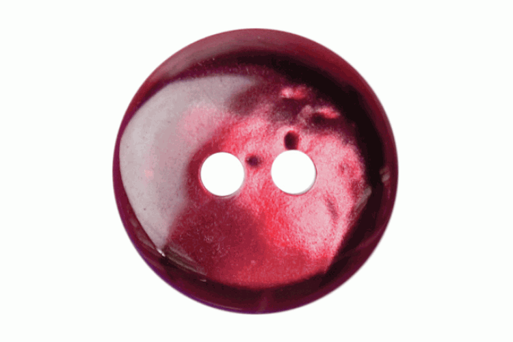 Dark Pink Pearl Shine, 14mm Rounded Resin 2 Hole Button