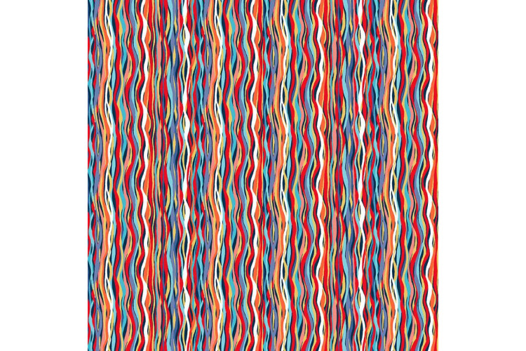 Deep Blue Sea by Makower UK - Wave Stripe 112cm Wide 100% Cotton