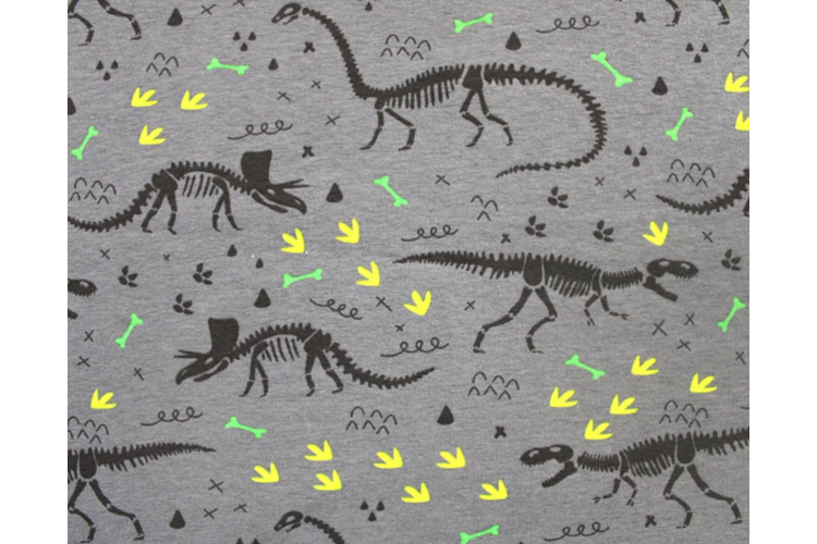 Dinosaur Skeleton Cotton Jersey 95% Cotton, 5% Elastane 150cm