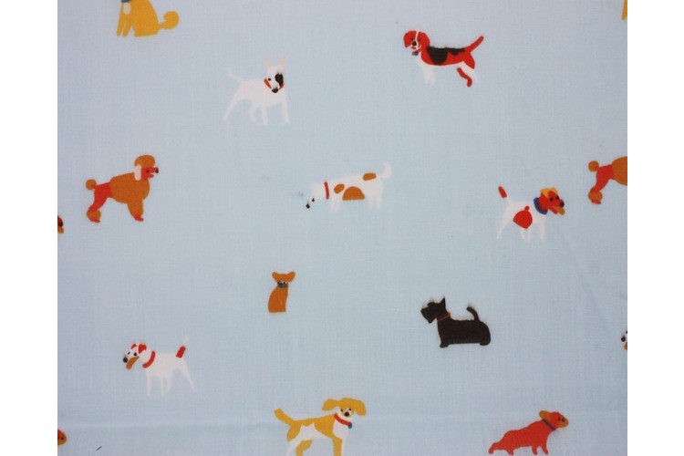 Doggy Day Light Sky 112cm Wide 80% Polyester, 20% Cotton