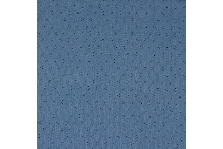BOLT END (1.15M) Dusty Blue Pointelle Jersey 100% Cotton 140cm Wide