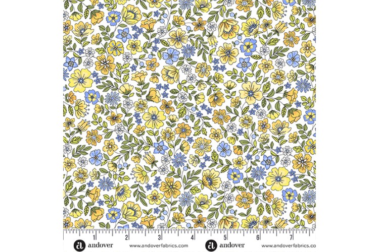 Country Cuttings by Makower UK - Meadow Yellow 112cm Wide 100% Cotton 