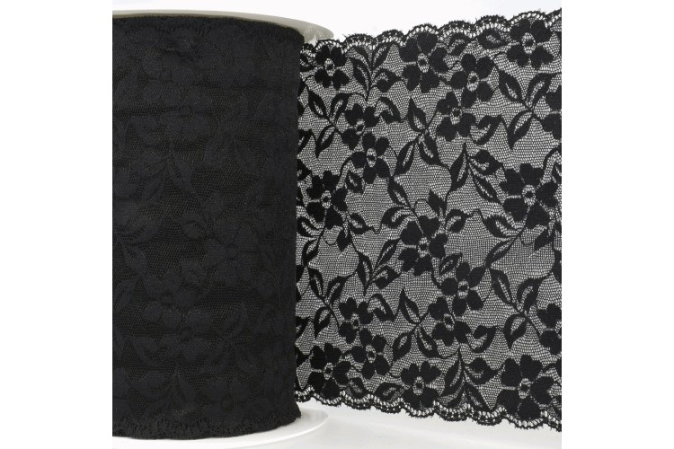 Elastic Lace Trim 175mm Black