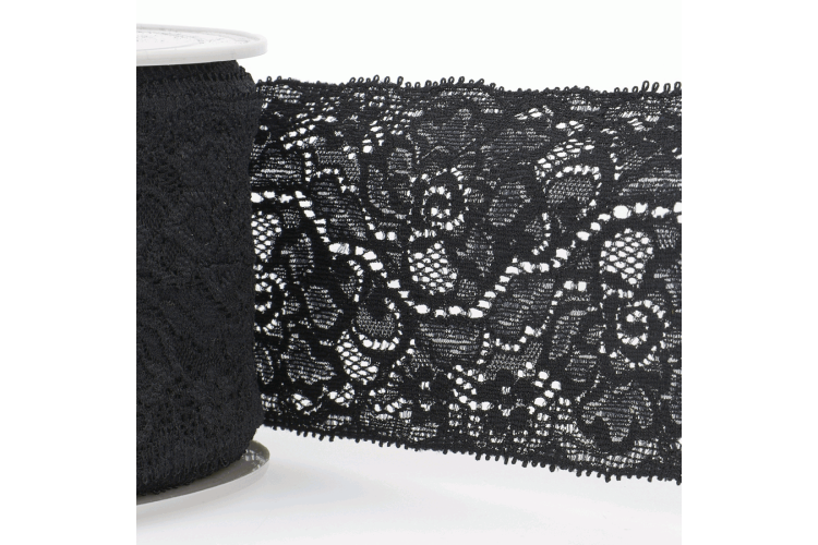 Elastic Lace Trim 80mm Black