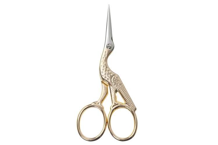 Embroidery Scissors Gold Stork 9cm or 3.5in