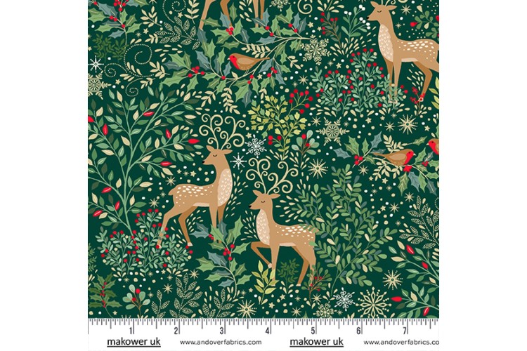 Enchanted by Makower UK - Green Dasher and Dancer 100% Cotton 112cm Wide