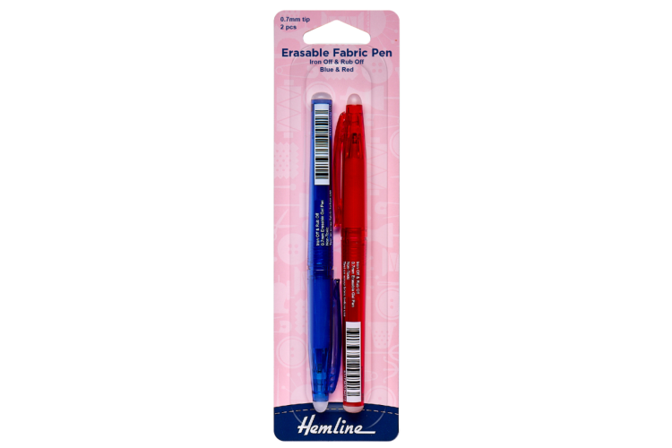 Erasable Fabric Pen, Iron off/Rub off: Blue\Red
