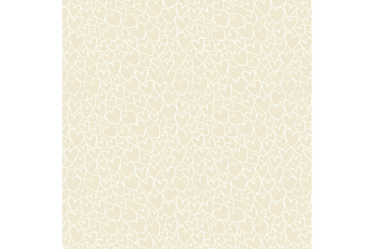 Essentials Heart White on Cream by Makower UK 112cm Wide 100% Cotton 