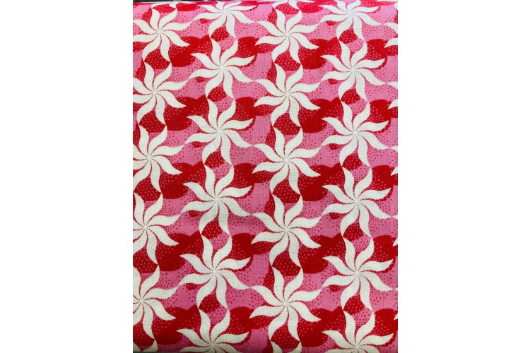 Fireworks Red and Cream 110cm Wide 100% Cotton