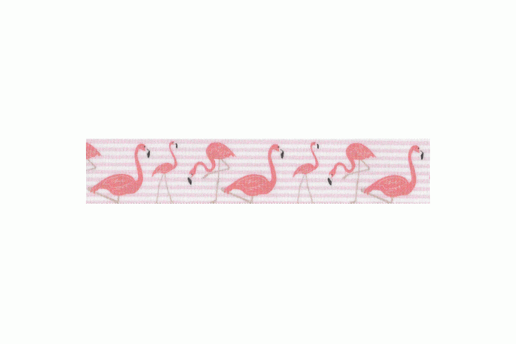 Flamingo Stripes, 25mm, White and Pale Pink