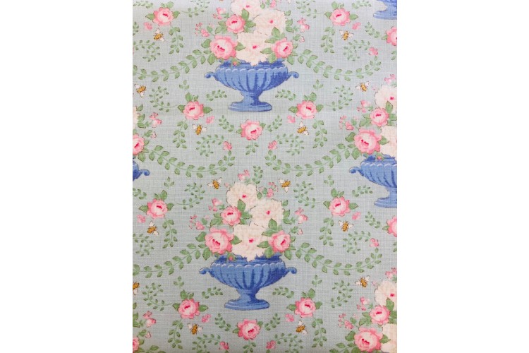 Flower Bees Teal 110cm Wide 100% Cotton