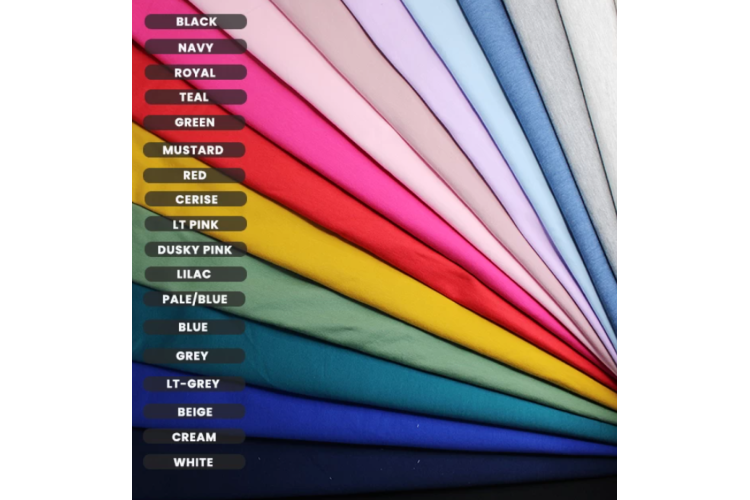 French Terry Loopback Cotton Jersey 155cm Wide 95% Cotton, 5% Elastane - Select Colour