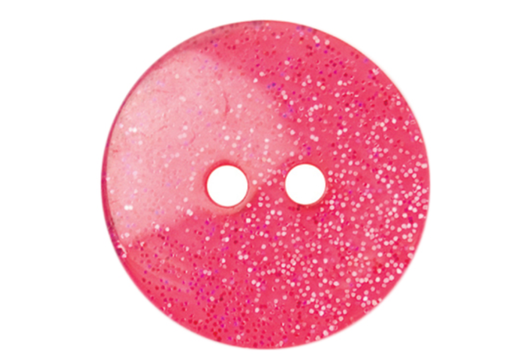 Fuchsia Glitter 18mm Two Hole Polyester Button