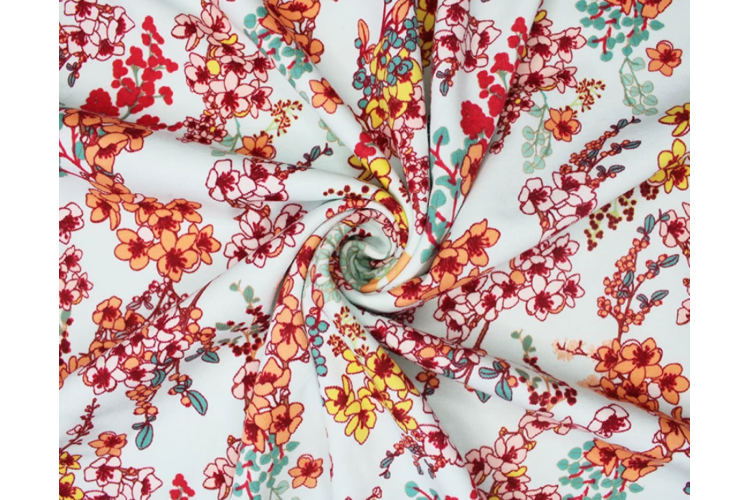 Funky Flower Printed Alpine Fleece 67% Polyester, 30% Cotton, 3% Elastane 140cm