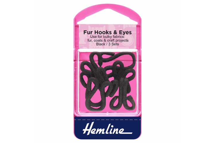 Fur Hooks and Eyes Black Size 3