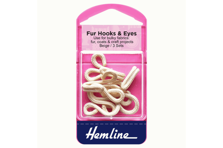 Fur Hooks and Eyes Beige Size 3