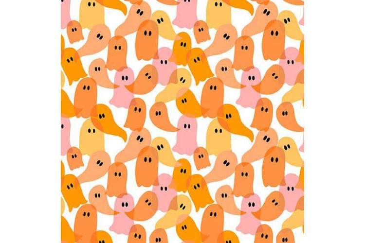 Ghostly Garden by KP Creates - Ghost Party – Orange 100% Cotton 112cm
