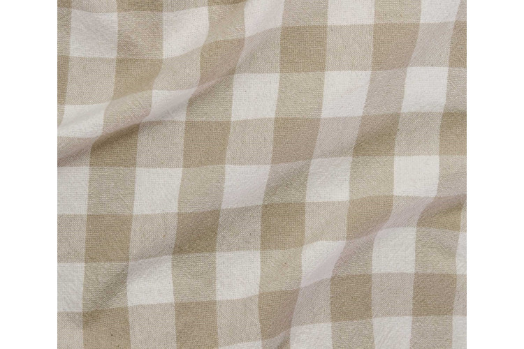 Giant Gingham Organic Beige Tiles - 100% Cotton 139cm