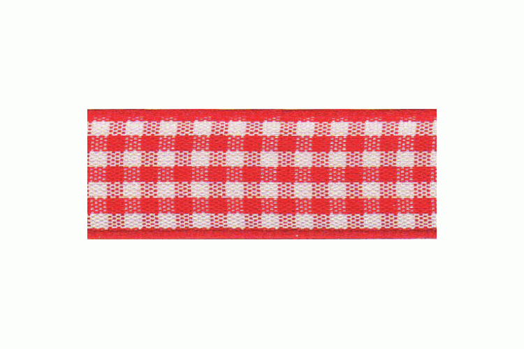 Gingham, 25mm, Red