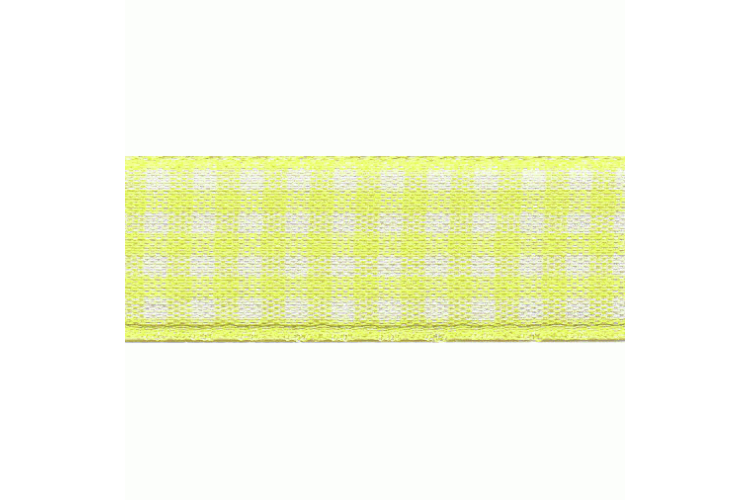 Gingham Ribbon, 5mm, Lemon