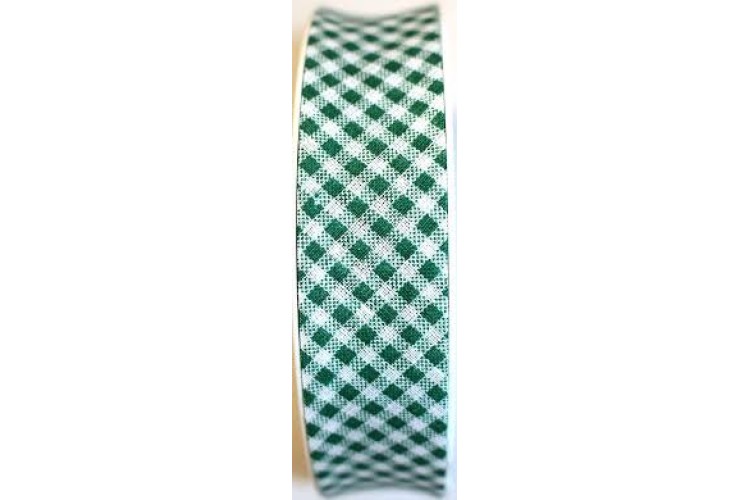 Gingham Bias Binding, Polycotton, 15mm, Green