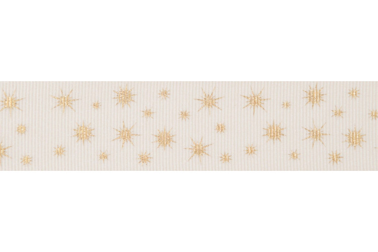 Glisten White and Gold Ribbon 25mm