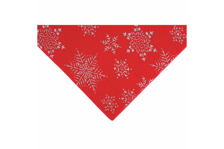 Glitter Snowflake Felt Square 23cm x 30cm - Red 