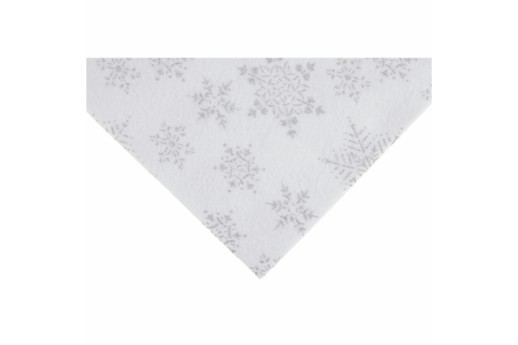 Glitter Snowflake Felt Square 23cm x 30cm - White