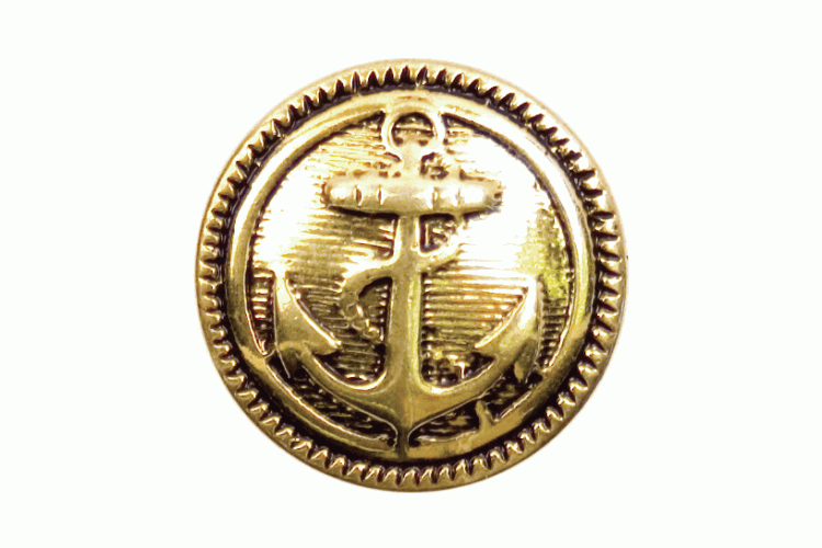 Gold Metal Naval Anchor, 18mm Shank Button